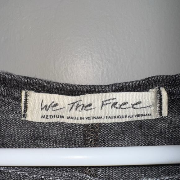 We The Free Sammie Pleated Top Woman’s Sz M Gray Oversized Raw Edge Pleated - Picture 3 of 10